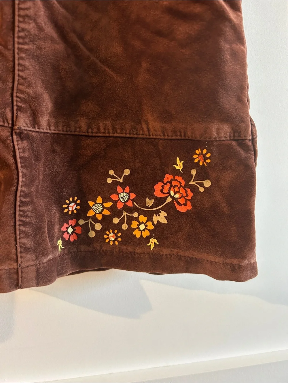 The Children's Place Brown Corduroy Dress with Floral Hem